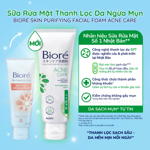 Sữa rửa mặt Biore Thanh Lọc Da 100g - Sạch Nhờn, Ngừa Mụn, Sáng Da, Dưỡng Ẩm